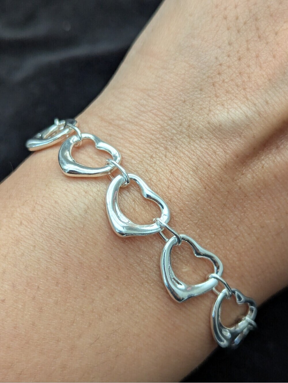 Silver Open Heart Link Toggle Bracelet Silver Plated Love Gift Valentine